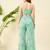 Women crop top & printed kaftan with trouser co-ord set