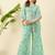 Women crop top & printed kaftan with trouser co-ord set
