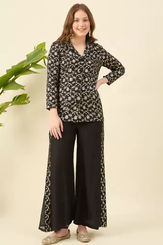 Woven designed top & trouser co-ord set