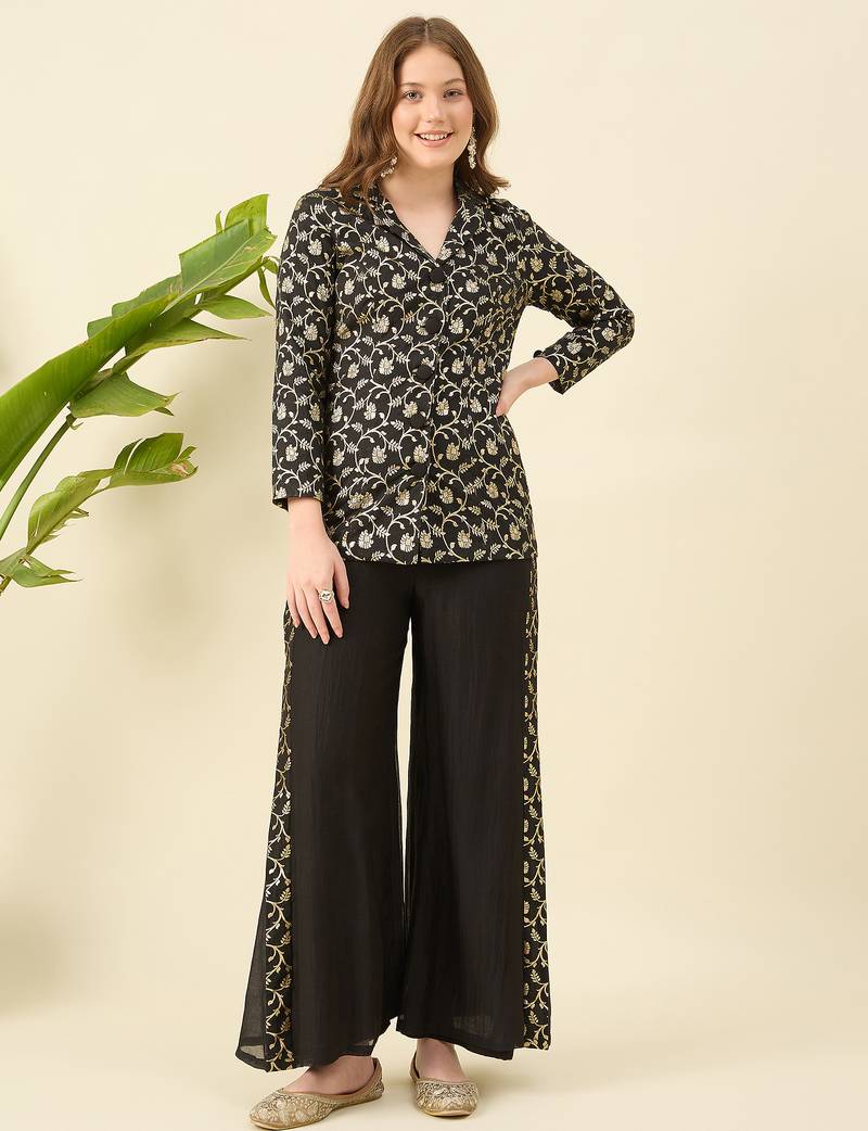 Woven designed top & trouser co-ord set