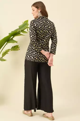 Woven designed top & trouser co-ord set