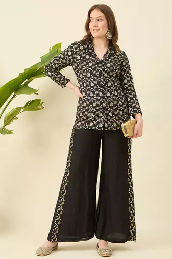 Woven designed top & trouser co-ord set