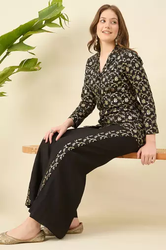Woven designed top & trouser co-ord set