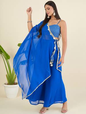 Royal blue cape style co-ord set 1