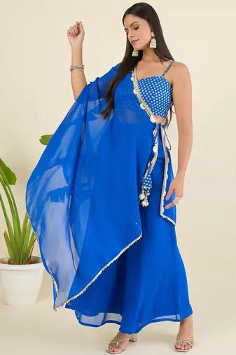 Royal blue cape style co-ord set