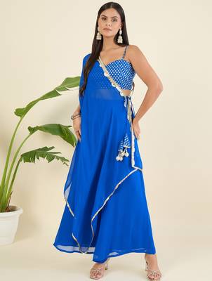 Royal blue cape style co-ord set 3