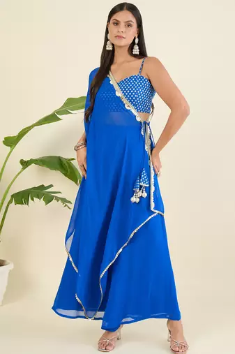 Royal blue cape style co-ord set