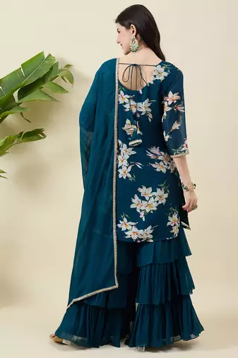 Women floral printed regular kurta with palazzos & dupatta