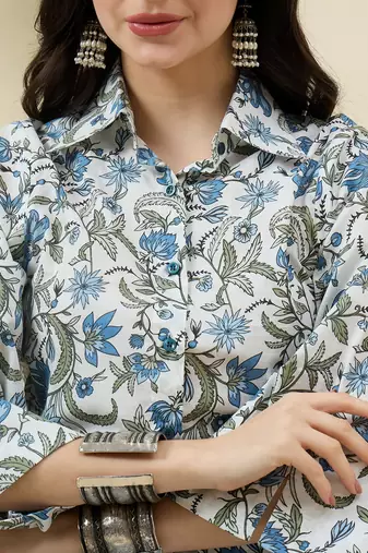 Women floral printed regular pure cotton kurta with trousers