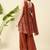 Women rust printed kurta with palazzos & dupatta