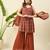 Women rust printed kurta with palazzos & dupatta