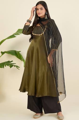Women regular gotta patti kurta with palazzos & with dupatta