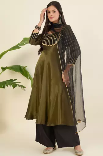 Women regular gotta patti kurta with palazzos & with dupatta