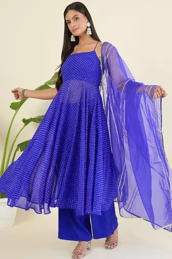 Women ethnic motifs printed tiered sequinned kurta with palazzos & with dupatta