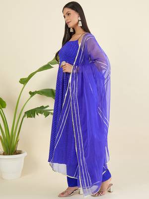 Women ethnic motifs printed tiered sequinned kurta with palazzos & with dupatta 3