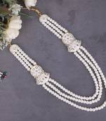 White pearl gold plated traditional sherwani mala