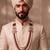 Maroon-white pearl gold plated groom sherwani mala