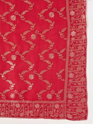 Women ethnic motifs regular pure silk kurta with trousers & with dupatta 5