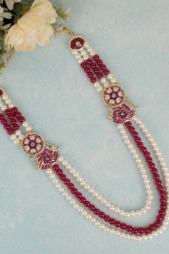 Rani-white pearl gold finish traditional groom mala