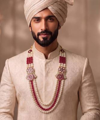 Rani-white pearl gold finish traditional groom mala 2