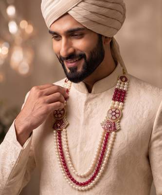 Rani-white pearl gold finish traditional groom mala 3