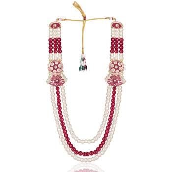 Rani-white pearl gold finish traditional groom mala 4