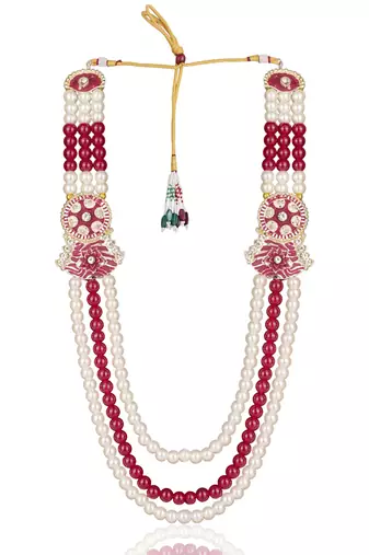 Rani-white pearl gold finish traditional groom mala