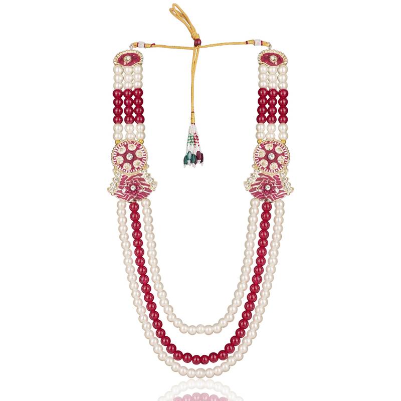 Rani-white pearl gold finish traditional groom mala