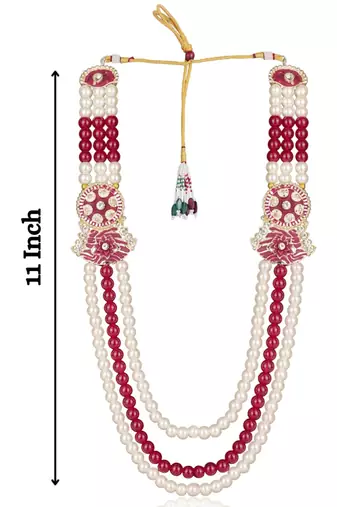 Rani-white pearl gold finish traditional groom mala
