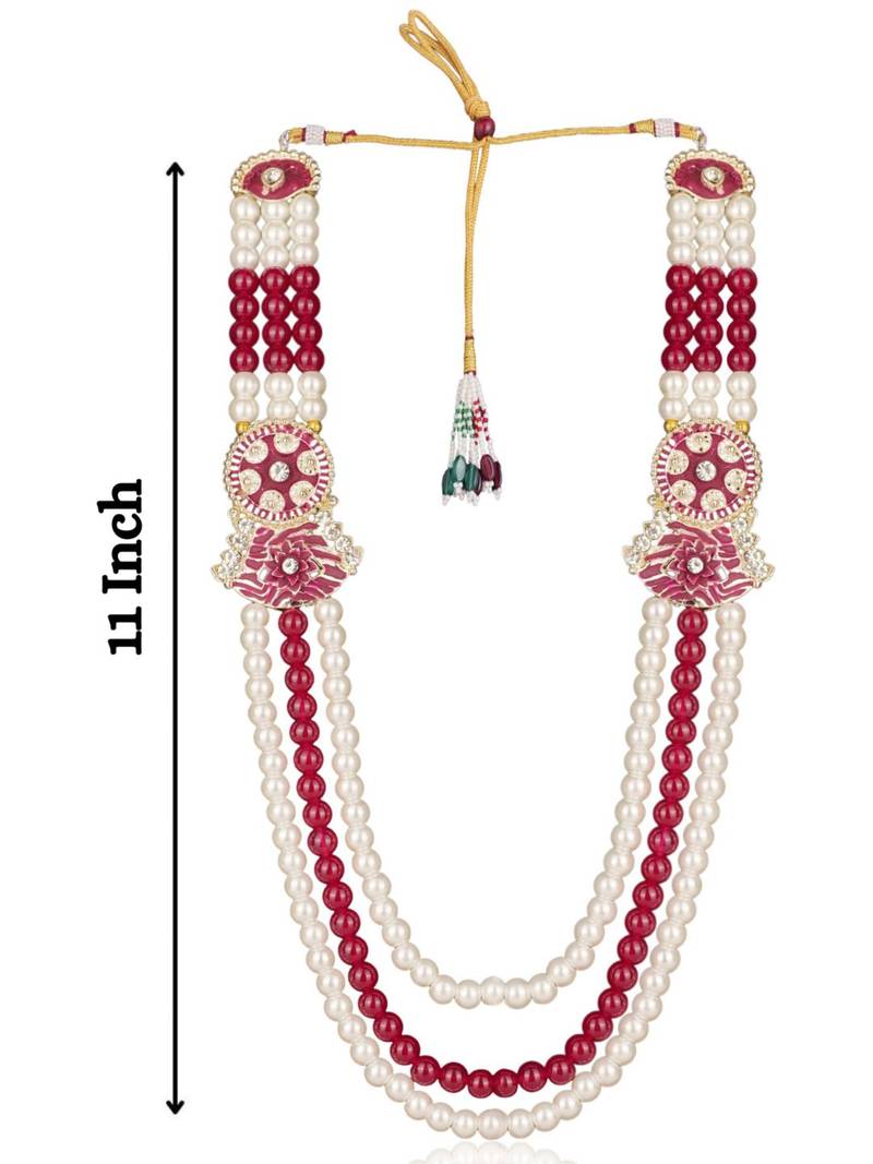 Rani-white pearl gold finish traditional groom mala