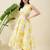 Women yellow floral print fit & flare midi dress