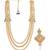 Gold pearl sherwani mala with groom brooch - gold plating