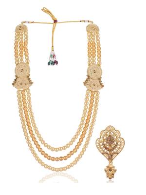 Gold wedding mala - brooch gold plated for men 1