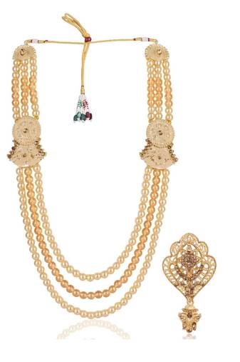 Gold wedding mala - brooch gold plated for men
