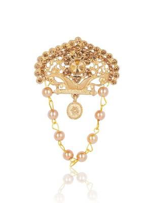 Gold pearl golden finish wedding groom sherwani mala brooch 2