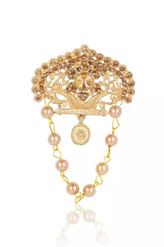 Gold pearl golden finish wedding groom sherwani mala brooch