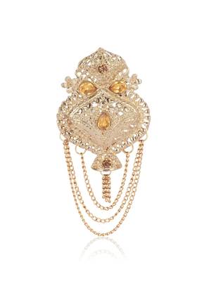Gold pearl sherwani mala groom brooch - gold finish 2