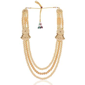 Gold pearl groom mala-brooch gold plated 3