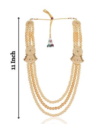 Gold pearl golden finish wedding groom sherwani mala brooch 4