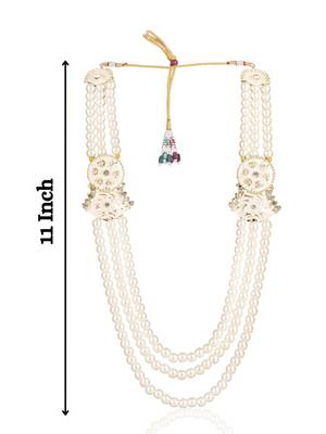 White pearl gold finish traditional wedding groom mala-brooch 4