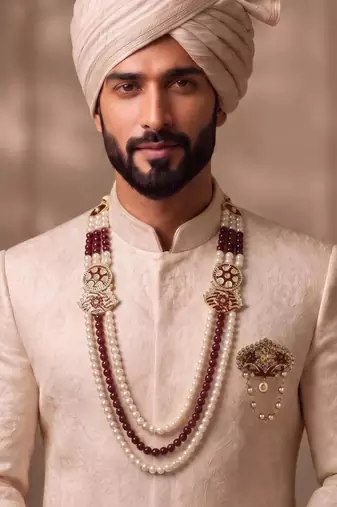 Multy pearl gold plated traditional groom mala