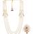 White pearl golden plated wedding mala with groom brooch