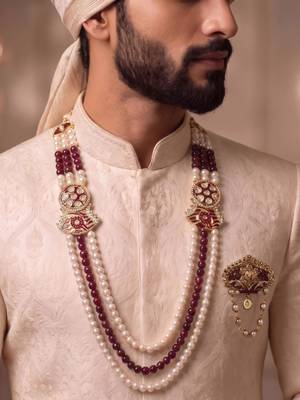 Multy pearl gold plated traditional groom mala 2
