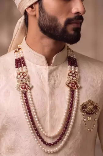 Multy pearl gold plated traditional groom mala