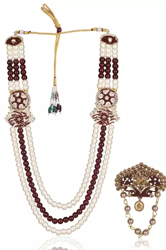 Multy pearl gold plated traditional groom mala