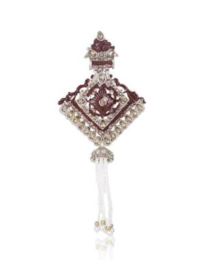 Multy pearl gold finish groom sherwani mala brooch 4