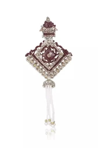 Multy pearl gold finish groom sherwani mala brooch