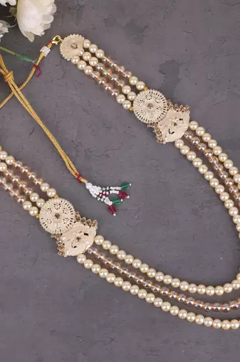 Gold wedding mala - brooch gold plated for men