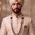 Maroon-white pearl gold plated wedding groom mala with brooch