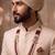 Maroon-white pearl gold plated wedding groom mala with brooch